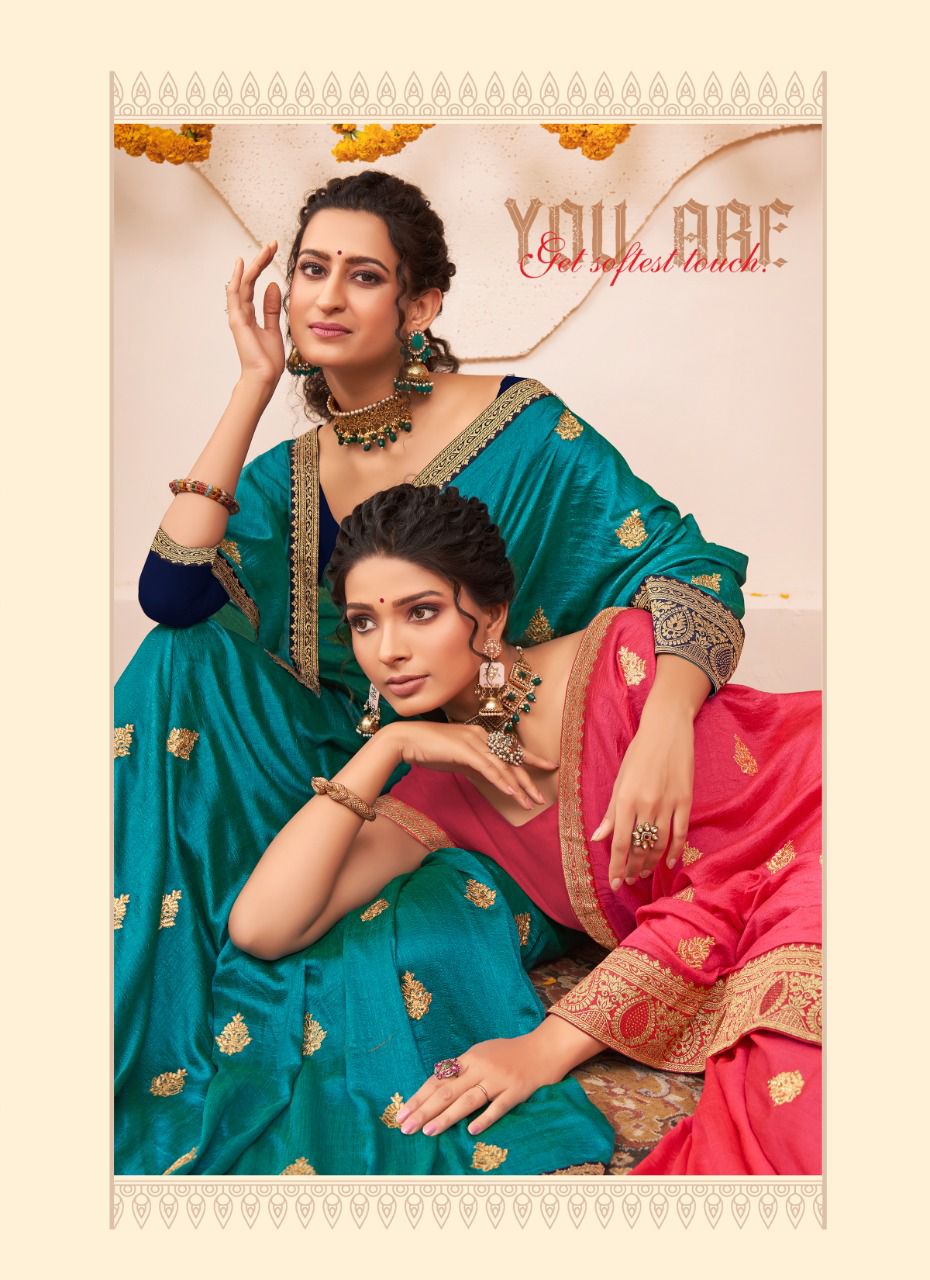 Saroj Pankhi Fancy Festive Wear Vichitra Silk Embroidery Work Saree Collection